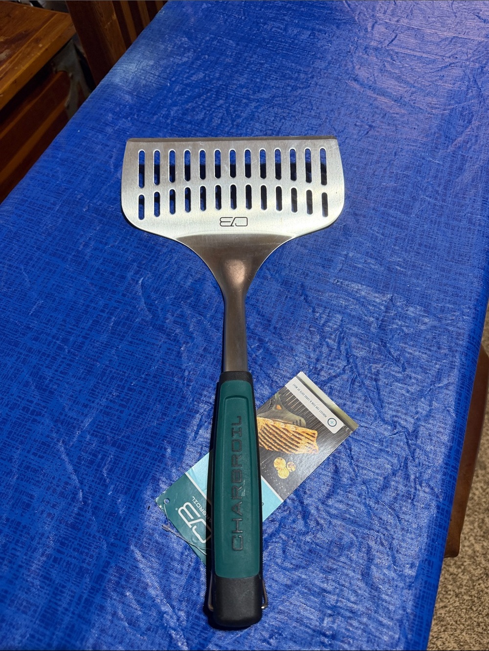 Source Unknown Green & Black Stainless Steel Slotted Grill Spatula